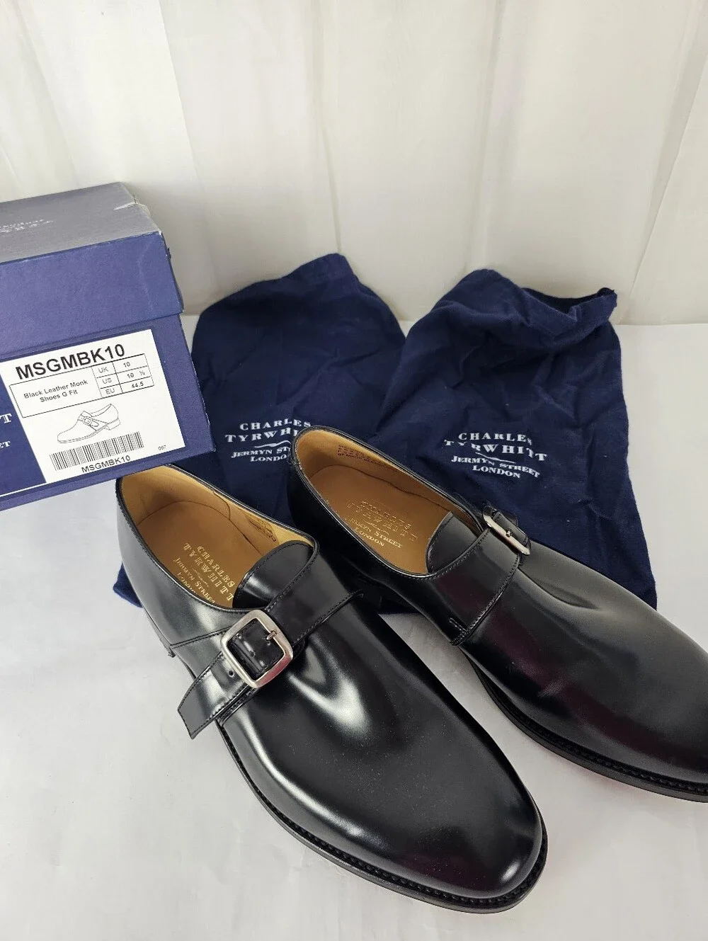 Charles Tyrwhitt Black Leather Single Monk Strap Dress Shoes Size US 10.5/UK 10